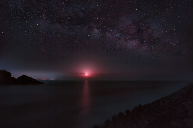 moon-astronomy-sunset-sky-evening picture material