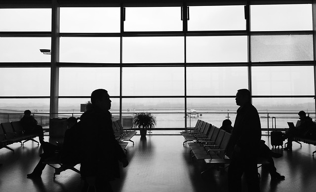 people-airport-man-silhouette-woman picture material