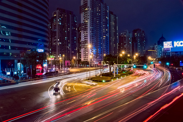 traffic-downtown-blur-road-highway picture material