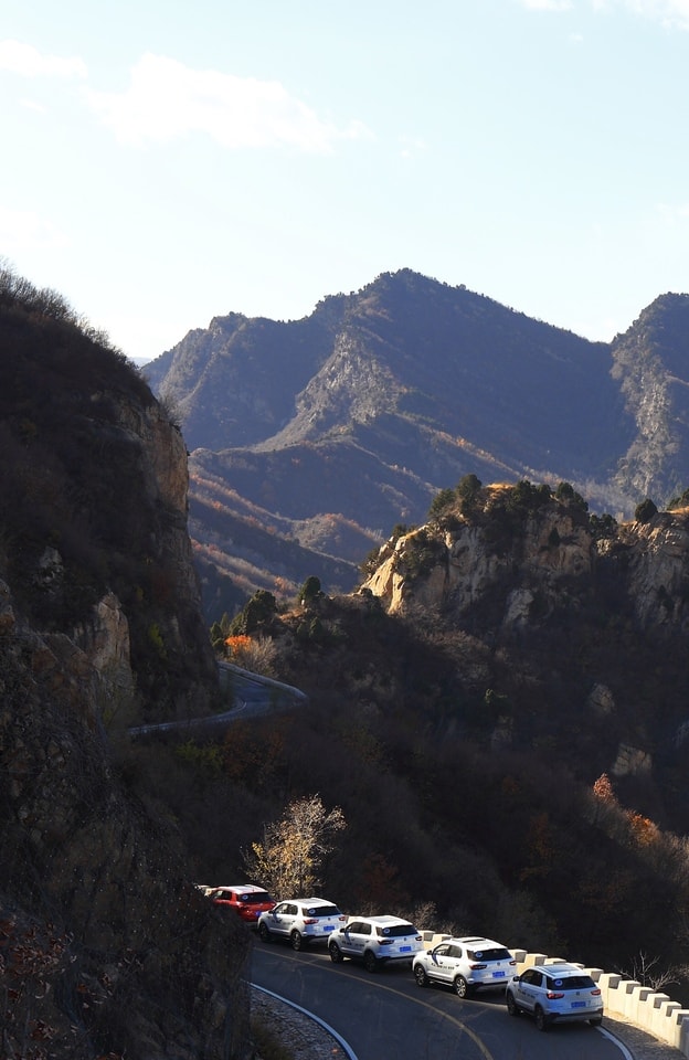 mountain-sky-road-tree-landscape picture material