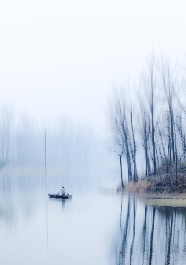 winter-water-landscape-reflection-fog 图片素材