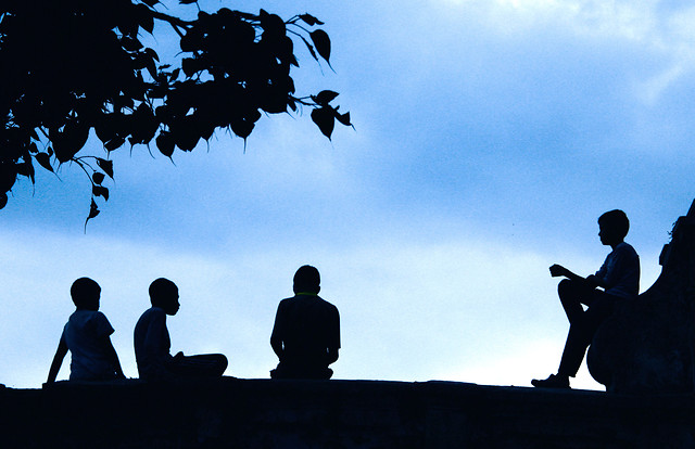 silhouette-people-man-sky-group picture material