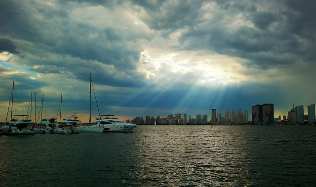 water-sunset-city-harbor-travel 图片素材
