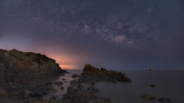 moon-sky-sea-landscape-water picture material