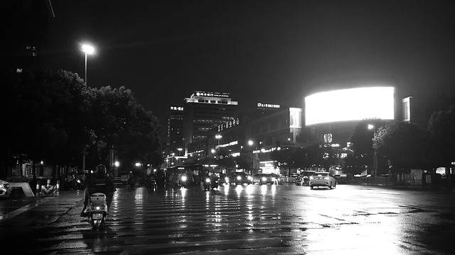 city-street-night-water-architecture picture material