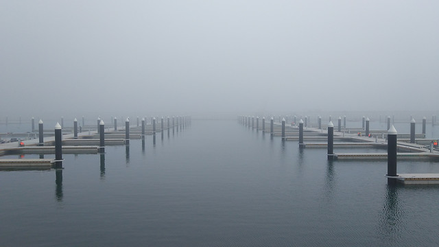 water-river-pier-fog-bridge 图片素材